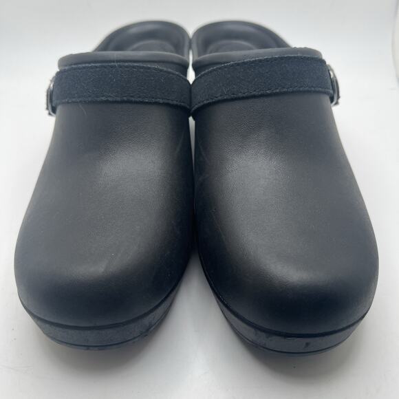 Crocs Women's Sarah Strap Buckle Dual Comfort Heeled Mule Clog Black Size 6 W - Picture 3 of 7